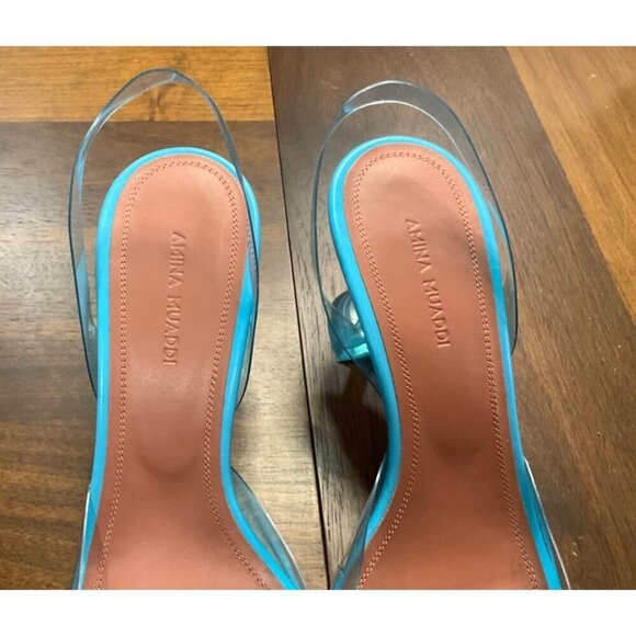 AMINA MUADDI Begum Glass Sling Pump in Sky 38 With Box Womens High Heels - Picture 11 of 17